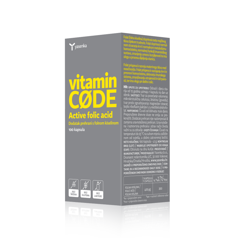 Yasenka Vitamin CODE Active folic acid 100 kapsula